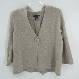 SARAH SPENCER Sweater Lambswool Angora 3/4 Sleeve Cardigan Women's Med Retro